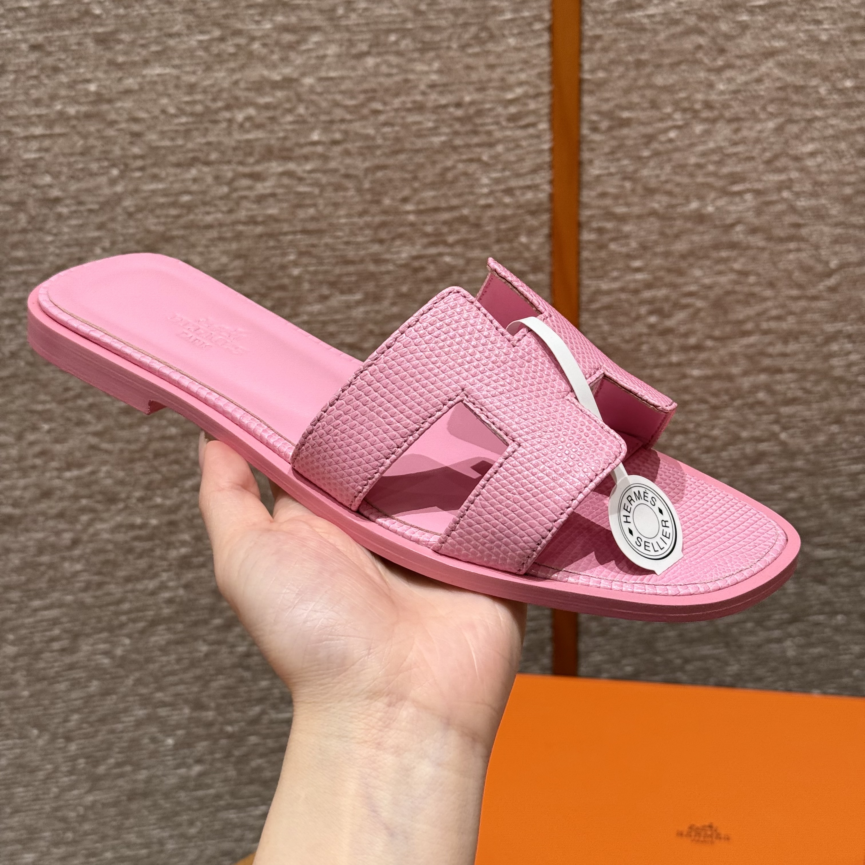 에르메스 Hermes 181 Oran sandal Lizard&5P Pink