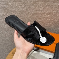 에르메스 Hermes 181 Oran sandal Lizard&89 Noir