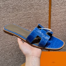 에르메스 Hermes 181 Oran sandal Matte Alligator&7W Blue izmir