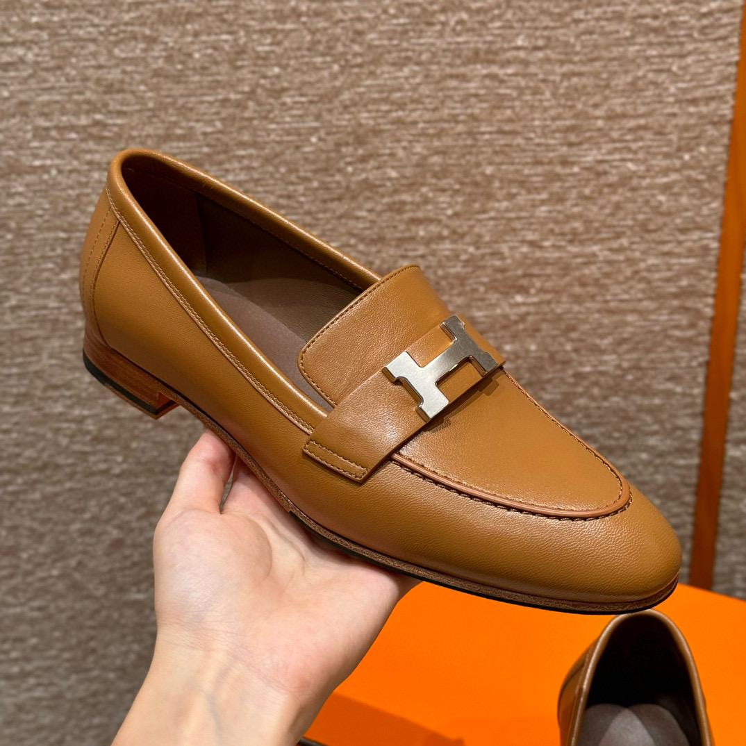 에르메스 Hermes 192 Royal loafer Goathide&Naturel silver