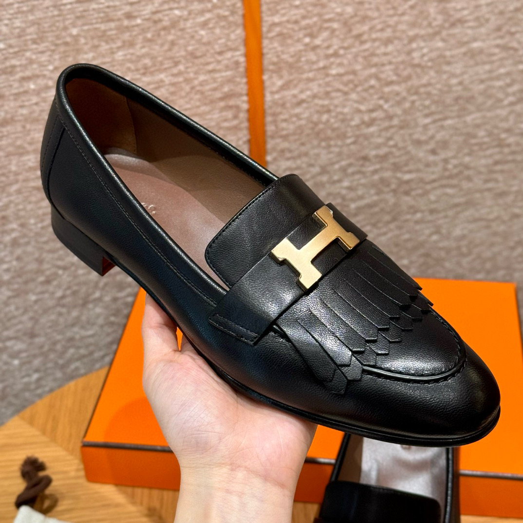 에르메스 Hermes 192 Royal loafer Goathide&89 Noir gold