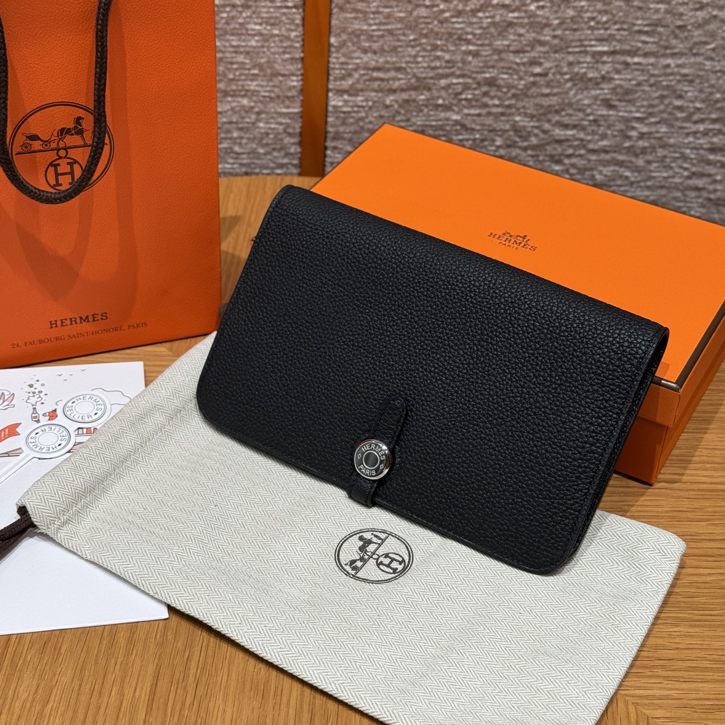 에르메스 Hermes Dogon 20cm Togo 89 Noir/silver