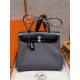 에르메스 Hermes Herbag 31cm Canvas and Cowhide 85 Ardoise and 89 Noir/gold