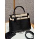 에르메스 Hermes Kelly 25cm Lizard 89 Noir/silver