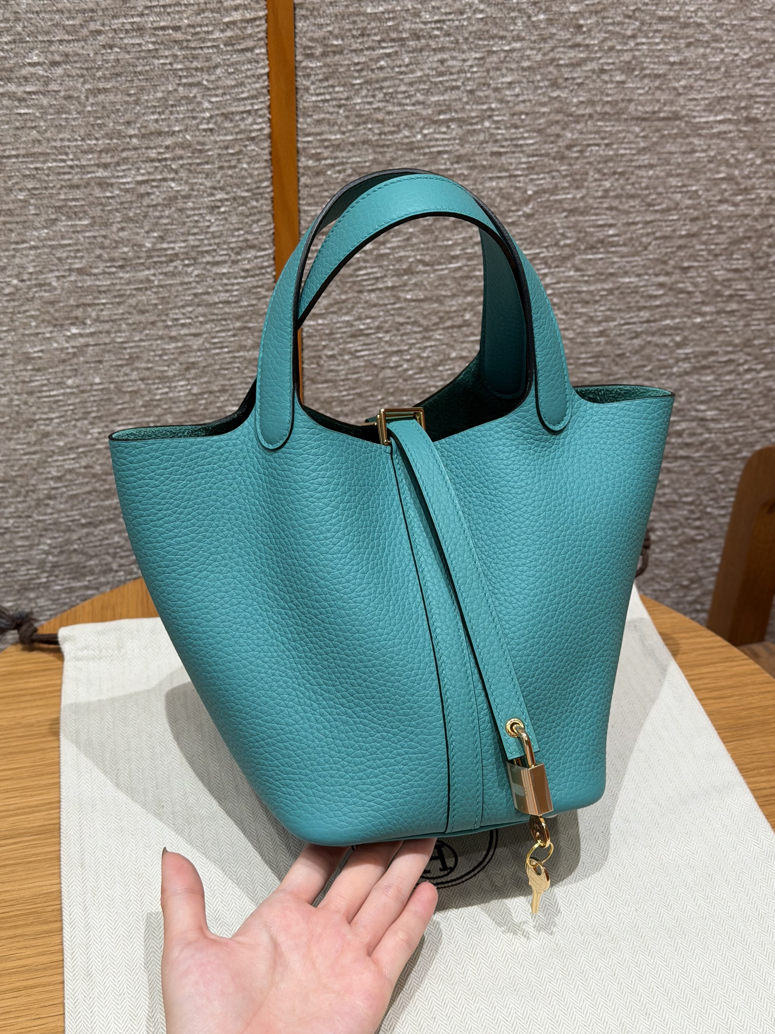 에르메스 Hermes Picotin lock 18cm Clemence U1 Vert Verone/gold
