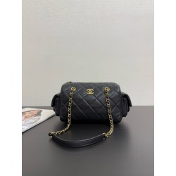 샤넬 Chanel 25k Chain Handle Bowling Bag 99517 Black 24cm