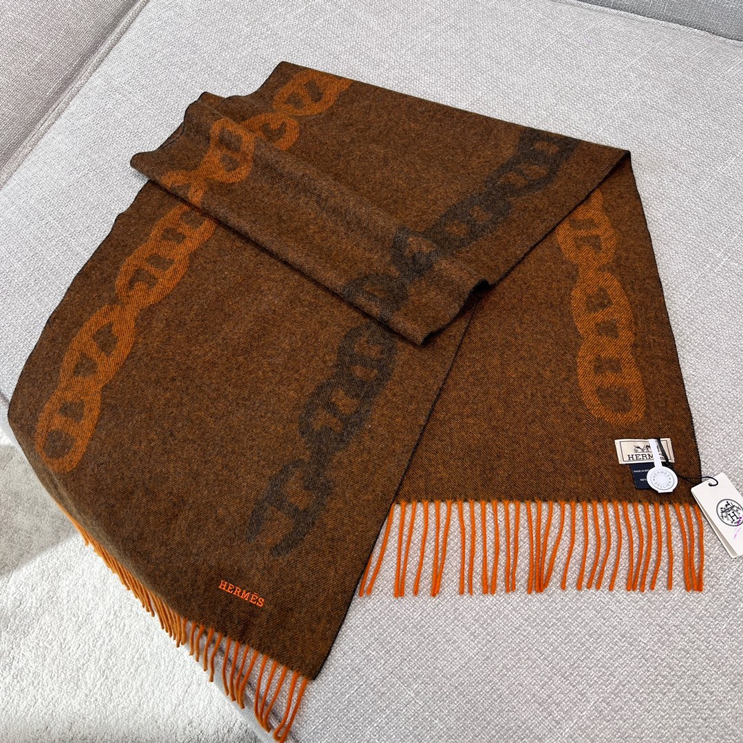 에르메스 Hermes Crazy Chain 스카프 캐시미어 40x160cm