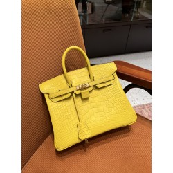 에르메스 Hermes Birkin 25cm France Hcp Alligator crocodile 9V Jaune dor/gold