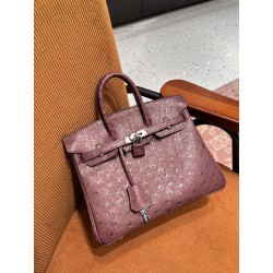 에르메스 Hermes Birkin 25cm Ostrich 57 Bordeaux/silver