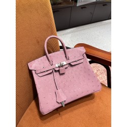에르메스 Hermes Birkin 25cm Ostrich Lilac/silver