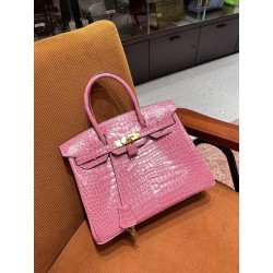 에르메스 Hermes Birkin 30cm France Hcp Porosus crocodile 94 Terre Cuite/gold