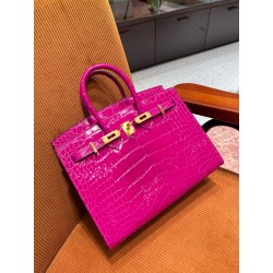 에르메스 Hermes Kelly 25cm France Hcp Alligator crocodile J5 Rose Scheherazade/gold