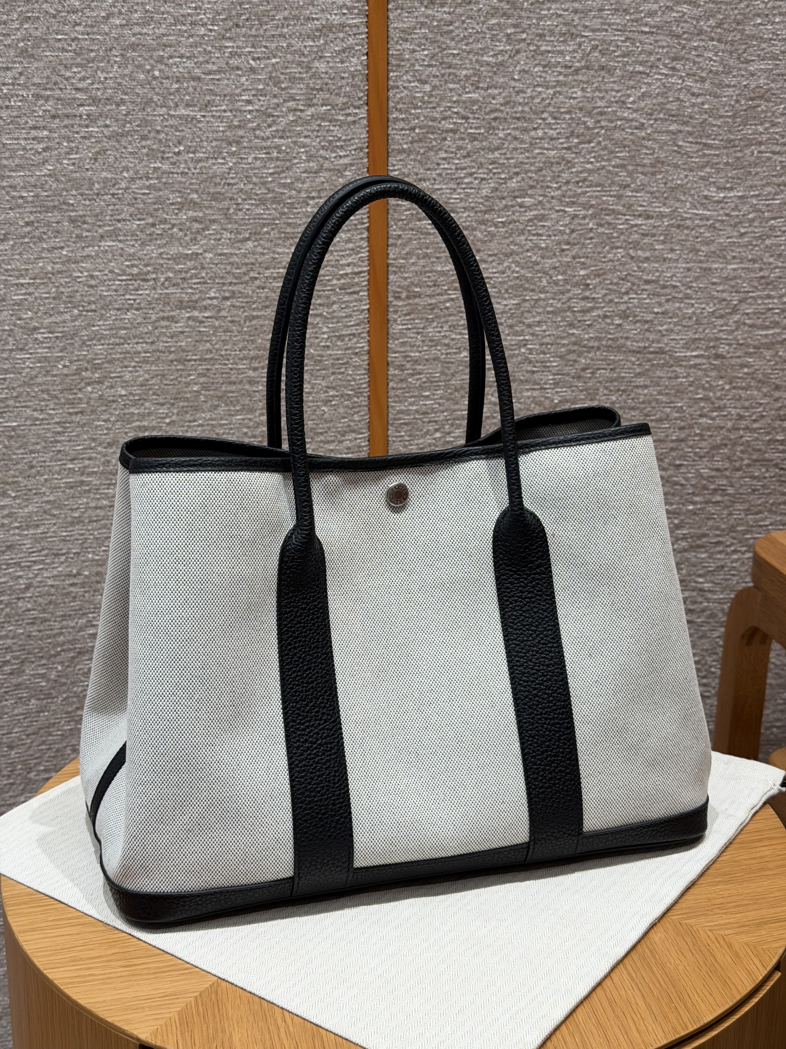 에르메스 Hermes Garden party 36cm Canbas and Negonda ecru ecru Noir