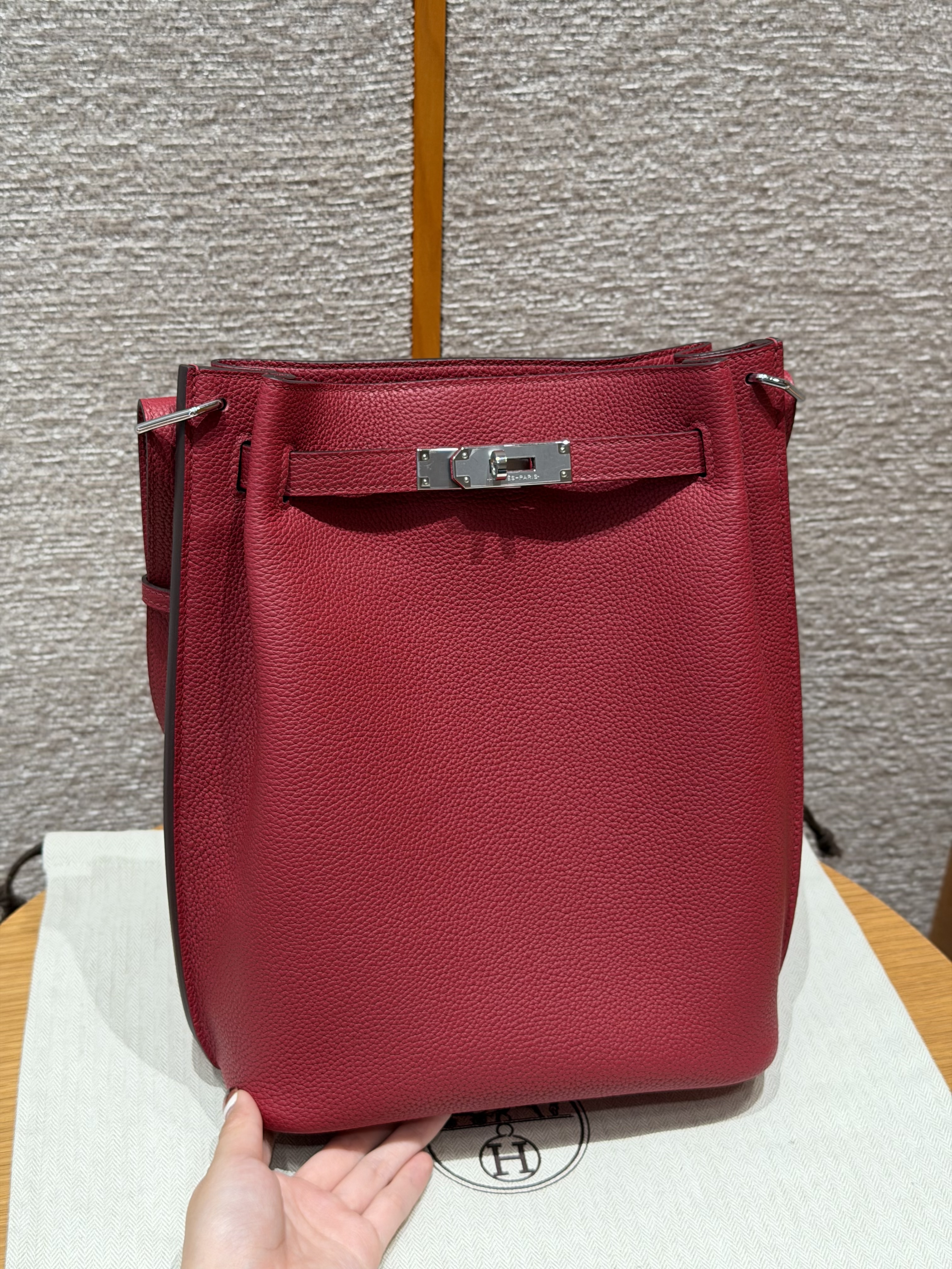 에르메스 Hermes So Kelly 22cm Togo B5 Ruby/silver