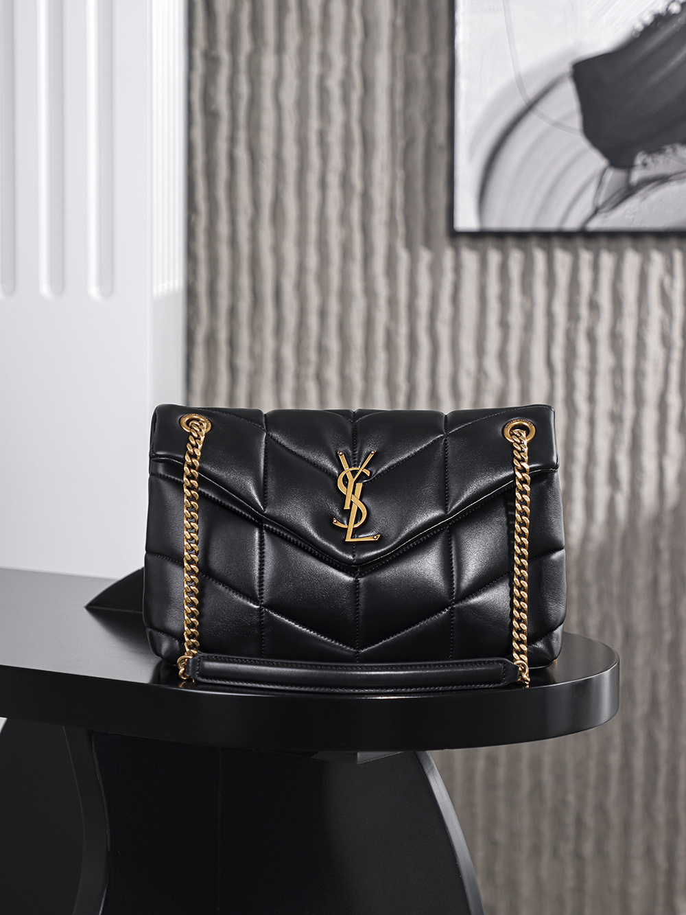 생로랑 Saint laurent/YSL 577476 Puffer Small Chain Bag in Quilted Lambskin Black 29cm