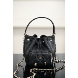 샤넬 Chanel 25B Mini Drawstring Bag Black 10cm