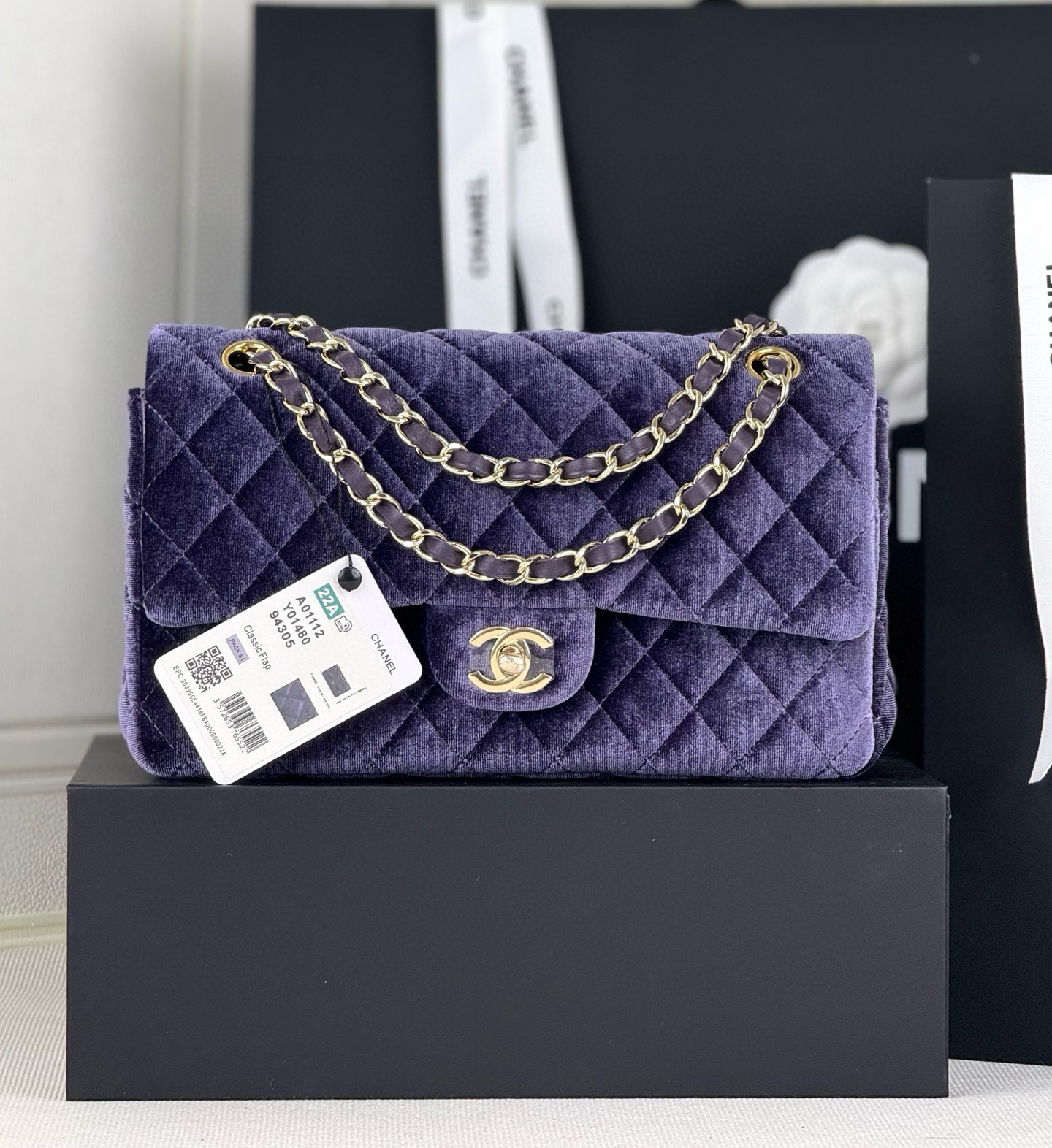 샤넬 Chanel A01112 Medium Classic Flap Bag Purple 25cm