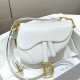 디올 Dior Saddle Bag with Strap White 20cm