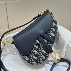 디올 Dior Saddle Bag with Strap Blue 20cm