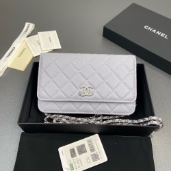 샤넬 Chanel AP3723 Classic Wallet On Chain WOC Light purple 20cm