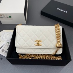 샤넬 Chanel AP201 Classic Wallet On Chain WOC White 20cm