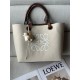 로에베 Loewe 3084 Anagram Tote Bag In Jacquard and Calfskin Ecru Tan 29cm