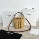 셀린느 Celine 122622 Teen Clara Bag in Raffia and Calfskin Natural Tan