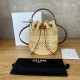 셀린느 Celine 116882 Teen Clara Bag in Raffia and Calfskin Natural Tan