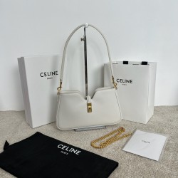 셀린느 Celine 122073 Shoulder Camille 16 Soft in Smooth Calfskin White 27cm