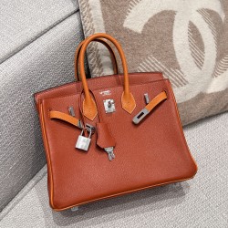에르메스 Hermes Birkin 25cm Mysore 93 Orange and 5F Potiron/silver