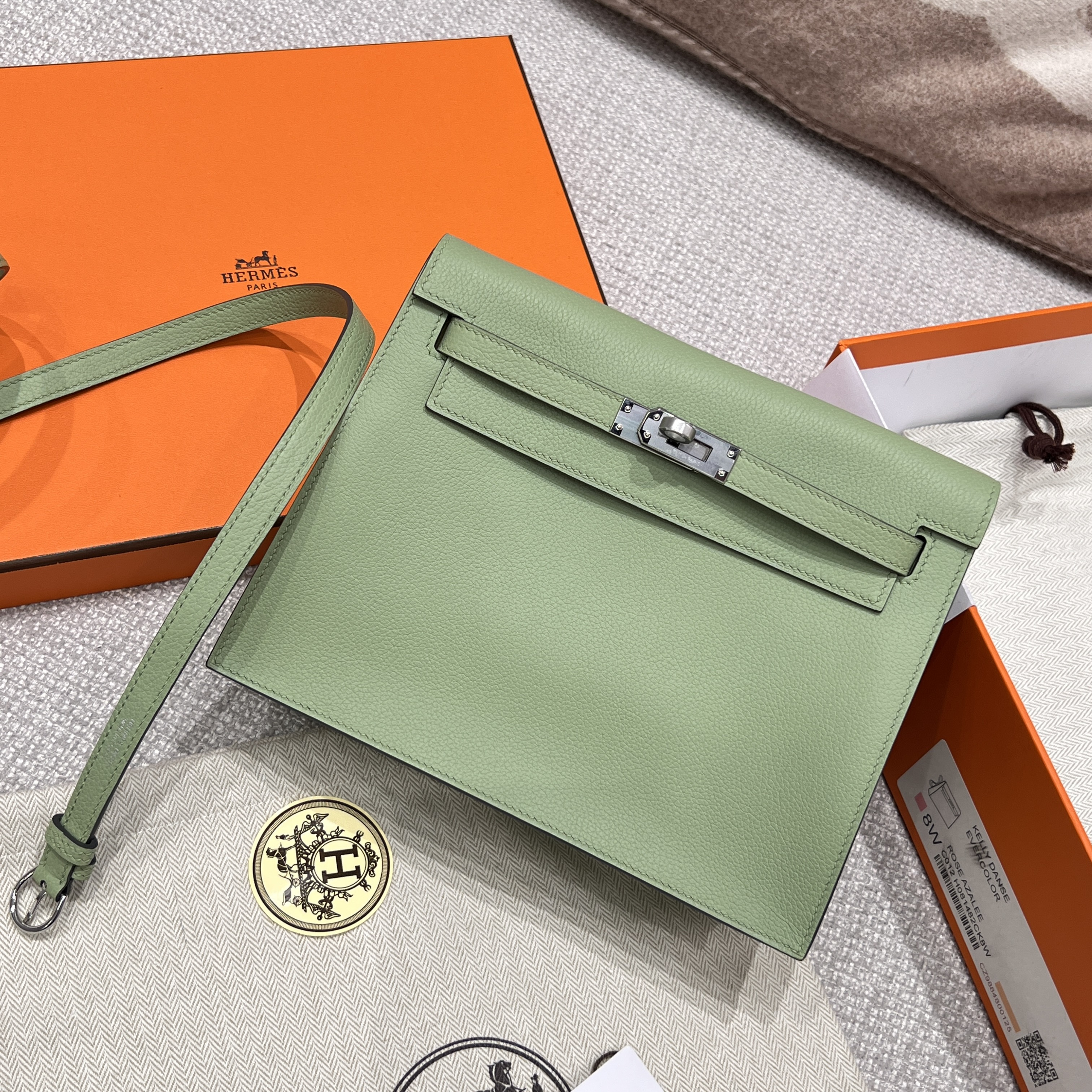 에르메스 Hermes Kelly danse Evercolor 3i Vert Criquet/silver