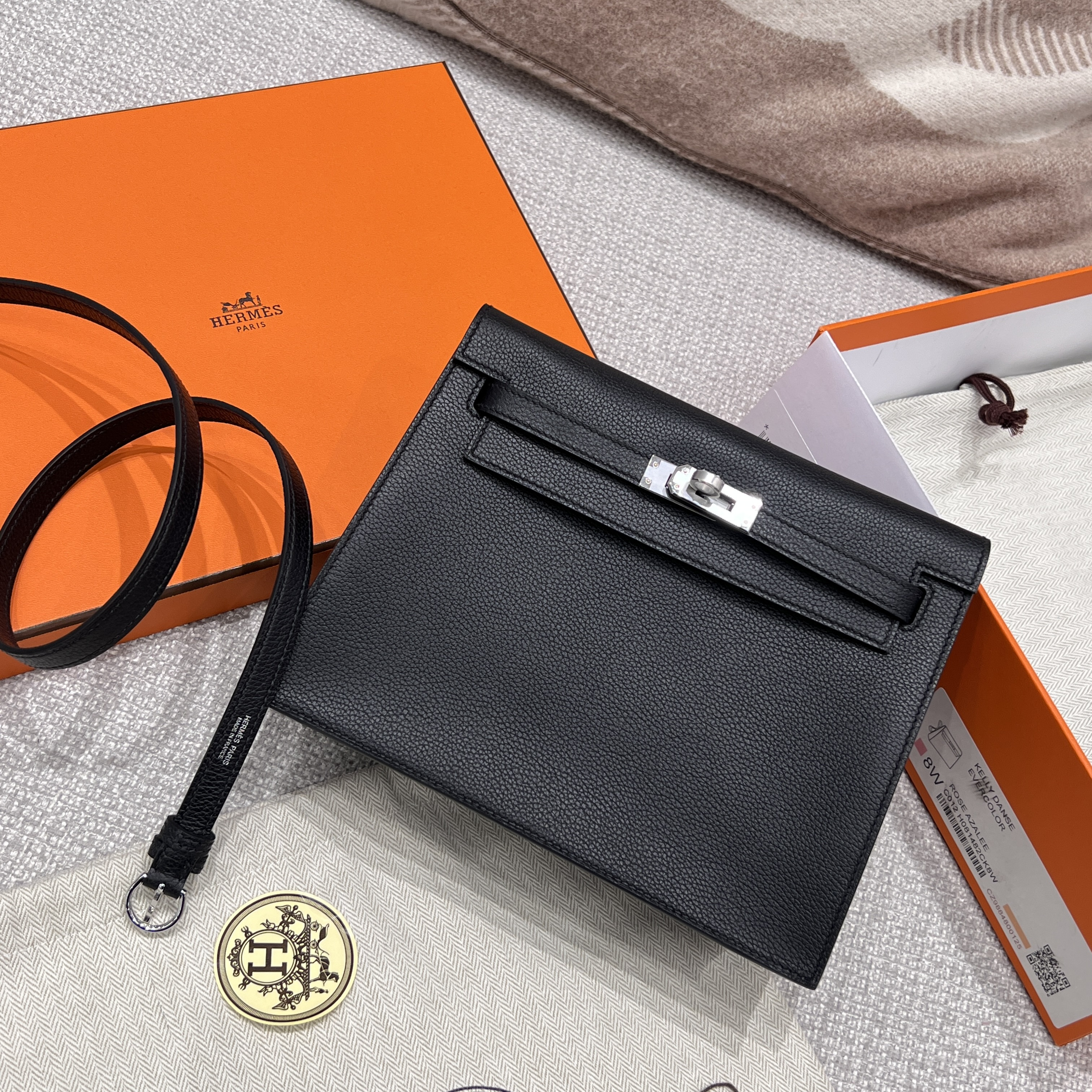 에르메스 Hermes Kelly danse Evercolor 89 Noir/silver