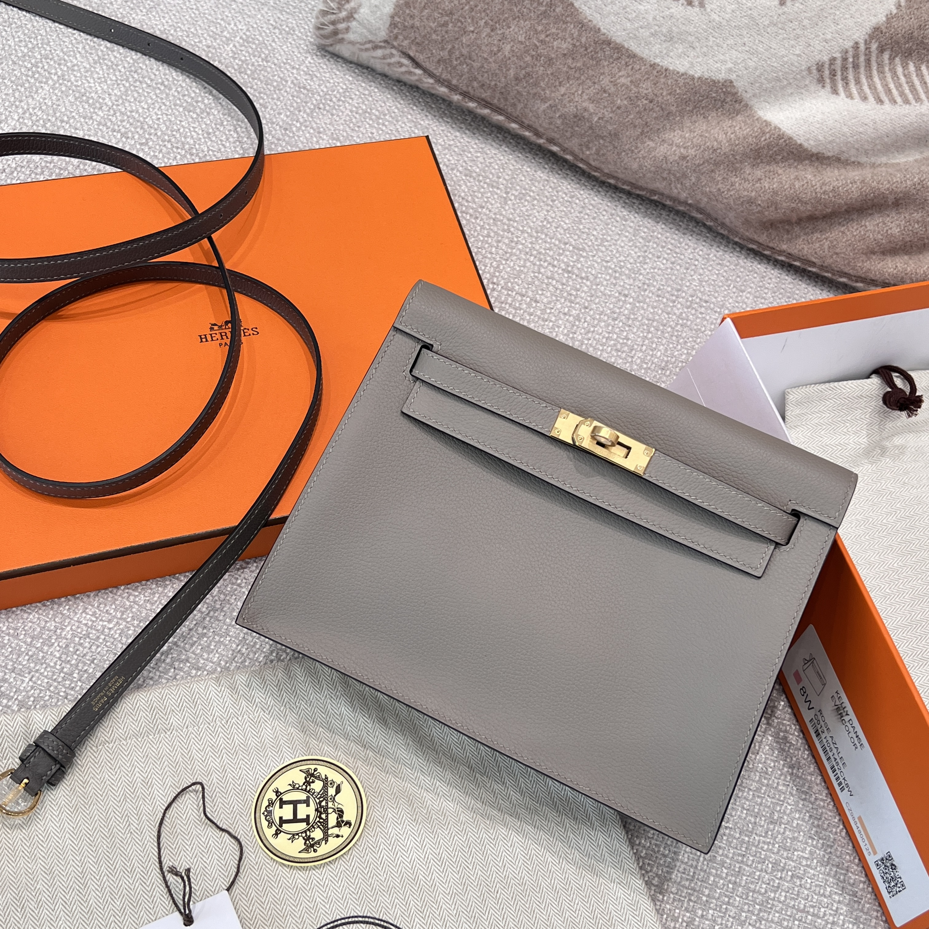 에르메스 Hermes Kelly danse Evercolor M8 Gris Asphalt/gold