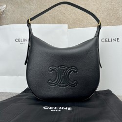 셀린느 Celine 114713 Heloise Cuir Triomphe Bag in Supple Calfskin Black