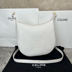 셀린느 Celine 114713 Heloise Cuir Triomphe Bag in Supple Calfskin White