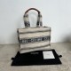 셀린느 Celine 196762 Large Cabas Thais in Striped Textile with Jacquard White Black 40cm