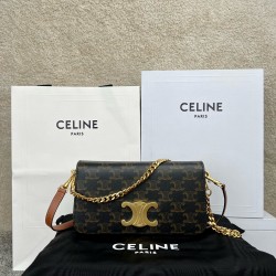 셀린느 Celine 10L972 Multipochette in Triomphe Canvas Calfskin Tan 20.5cm