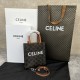 셀린느 Celine 194372 Mini Vertical Cabas in Triomphe Canvas and Calfskin with Celine Print Tan