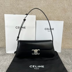셀린느 Celine 115533 Medium Celine Lola Bag in Shiny Calfskin Black 28cm