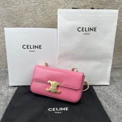 셀린느 Celine 197993 Chain Shoulder Bag Triomphe In Shiny Calfskin 20.5cm