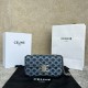 셀린느 Celine 115202 Chain Shoulder Bag Claude in Denim with Triomphe All-Over Denim Silver 20.5cm