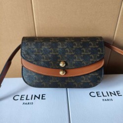 셀린느 Celine 10P672 Duo Wallet on Strap in Triomphe Canvas and Calfskin Tan 20cm