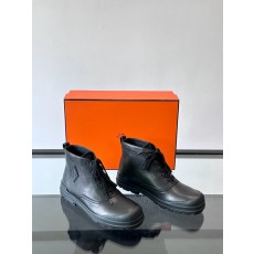 에르메스 Hermes White H Boots 앵클 부츠 Black