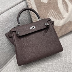 에르메스 Hermes Kelly 25cm Germany Leather 46 Ebene/silver