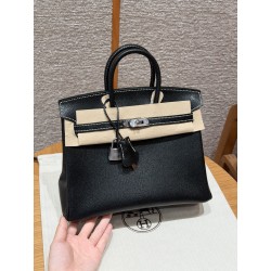 에르메스 Hermes Birkin 25cm Chèvre 89 Noir and 9R Lime/silver
