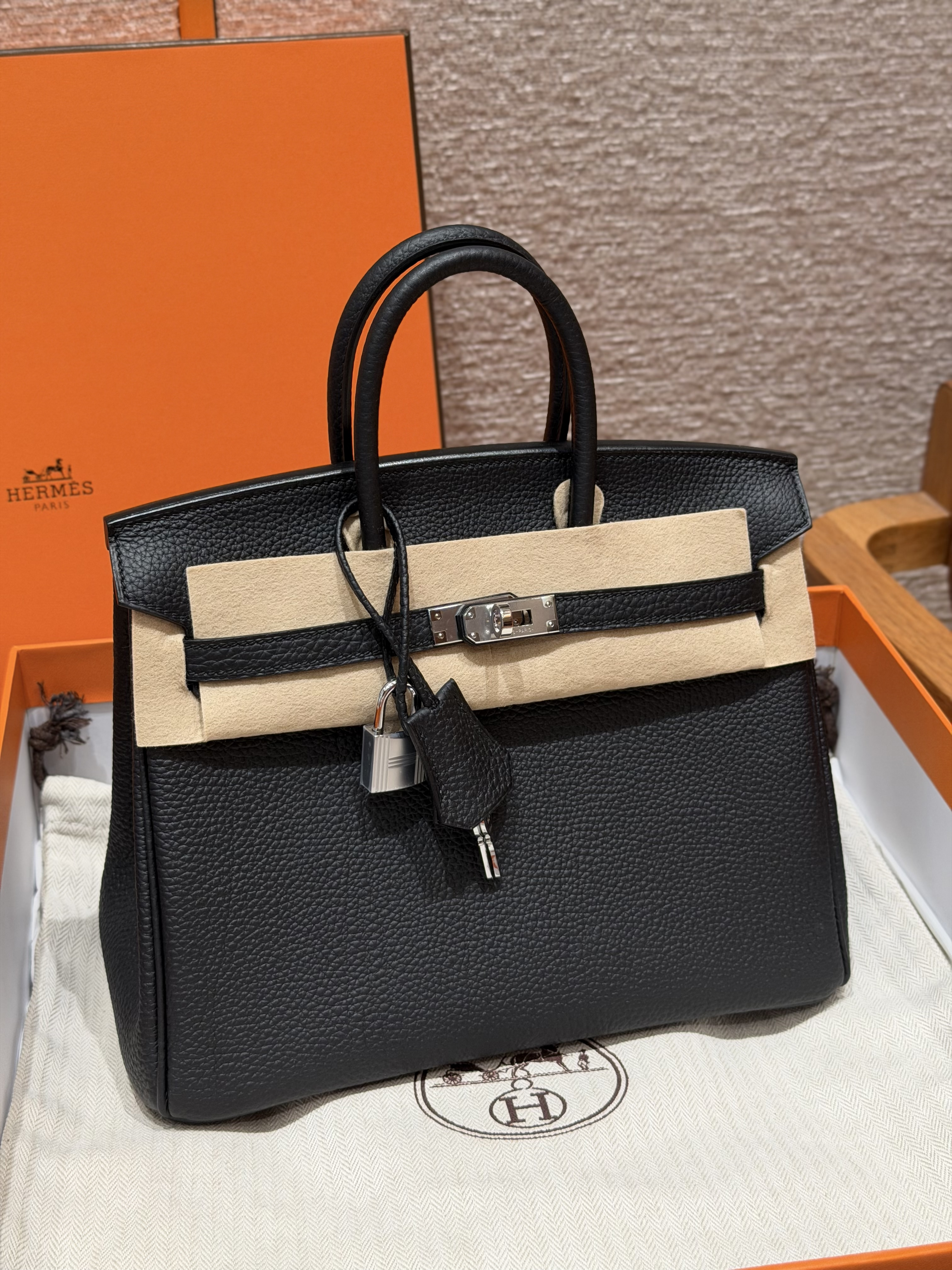 에르메스 Hermes Birkin 25cm Togo 89 Noir/silver