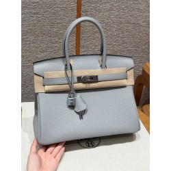 에르메스 Hermes Birkin 30cm Togo 8U Blue Glacier/silver