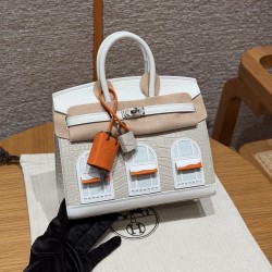 에르메스 Hermes Birkin Faubourg Touch 20cm Togo and Alligator 8L Beton/silver