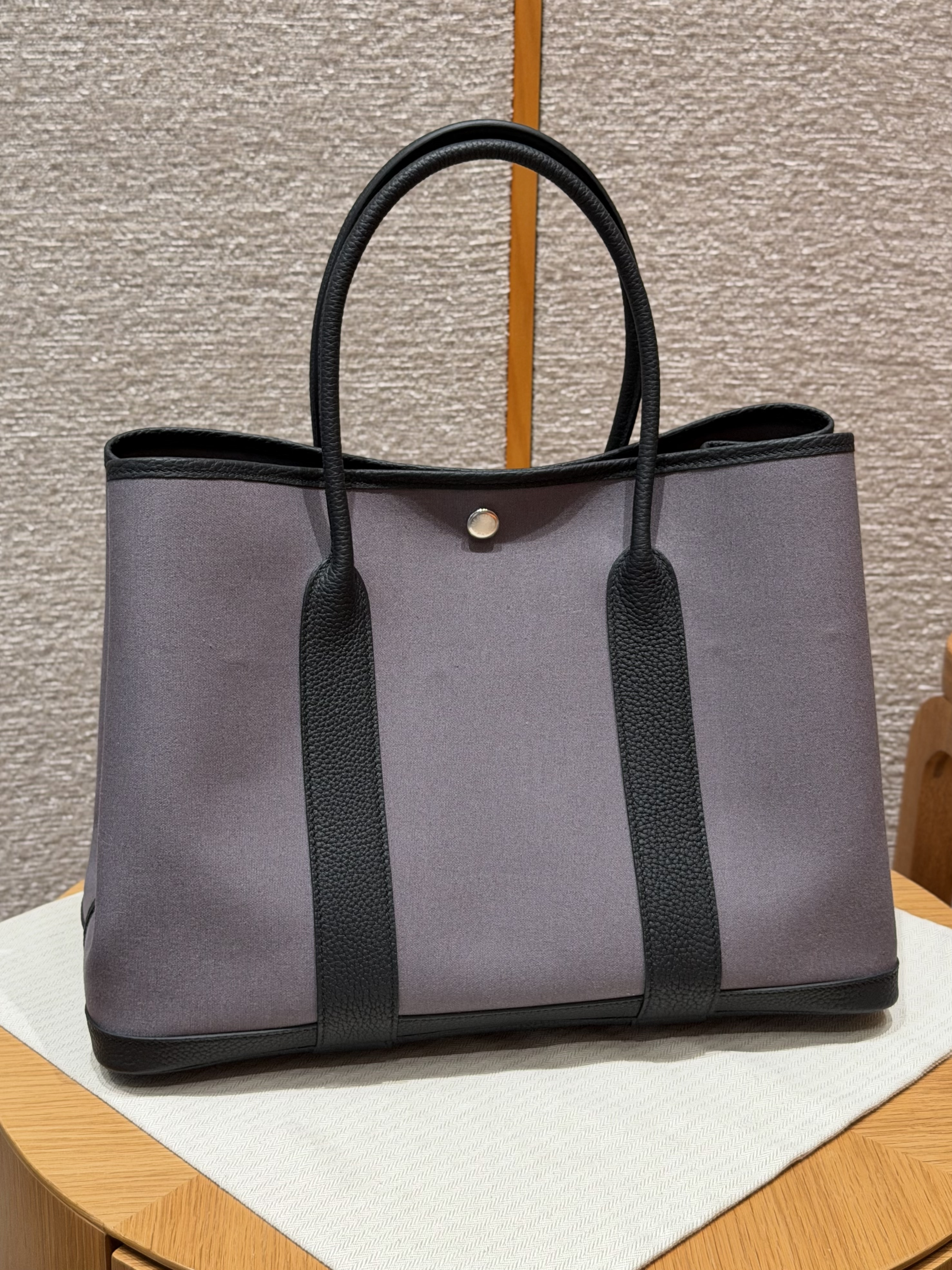 에르메스 Hermes Garden party 36cm Canbas and Negonda Ardoise Noir Noir