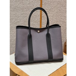 에르메스 Hermes Garden party 36cm Canbas and Negonda Ardoise Noir Noir